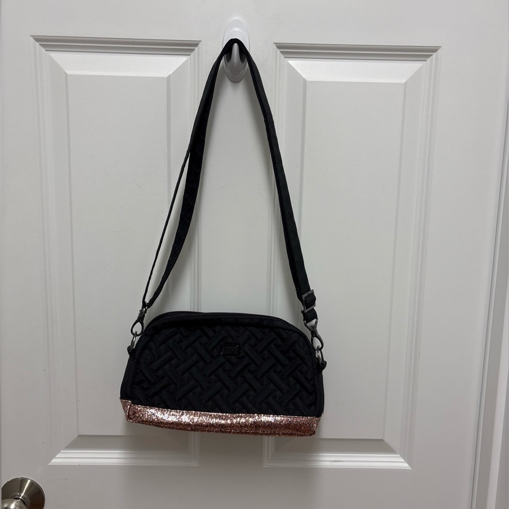 Lug Punter RFID Crossbody Purse Black‎ Pink Sparkle